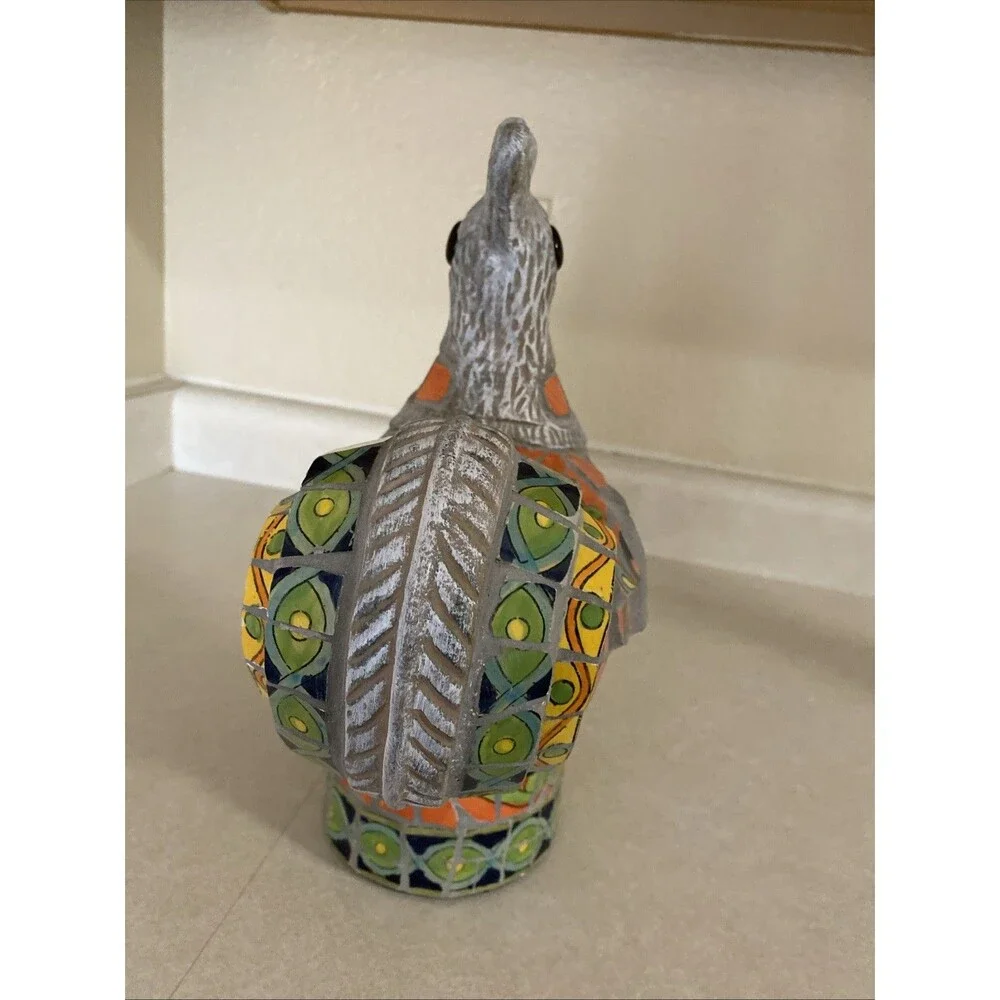 Vintage Handmade Mosaic Furniture Tile Rooster Chicken Figurine Decor